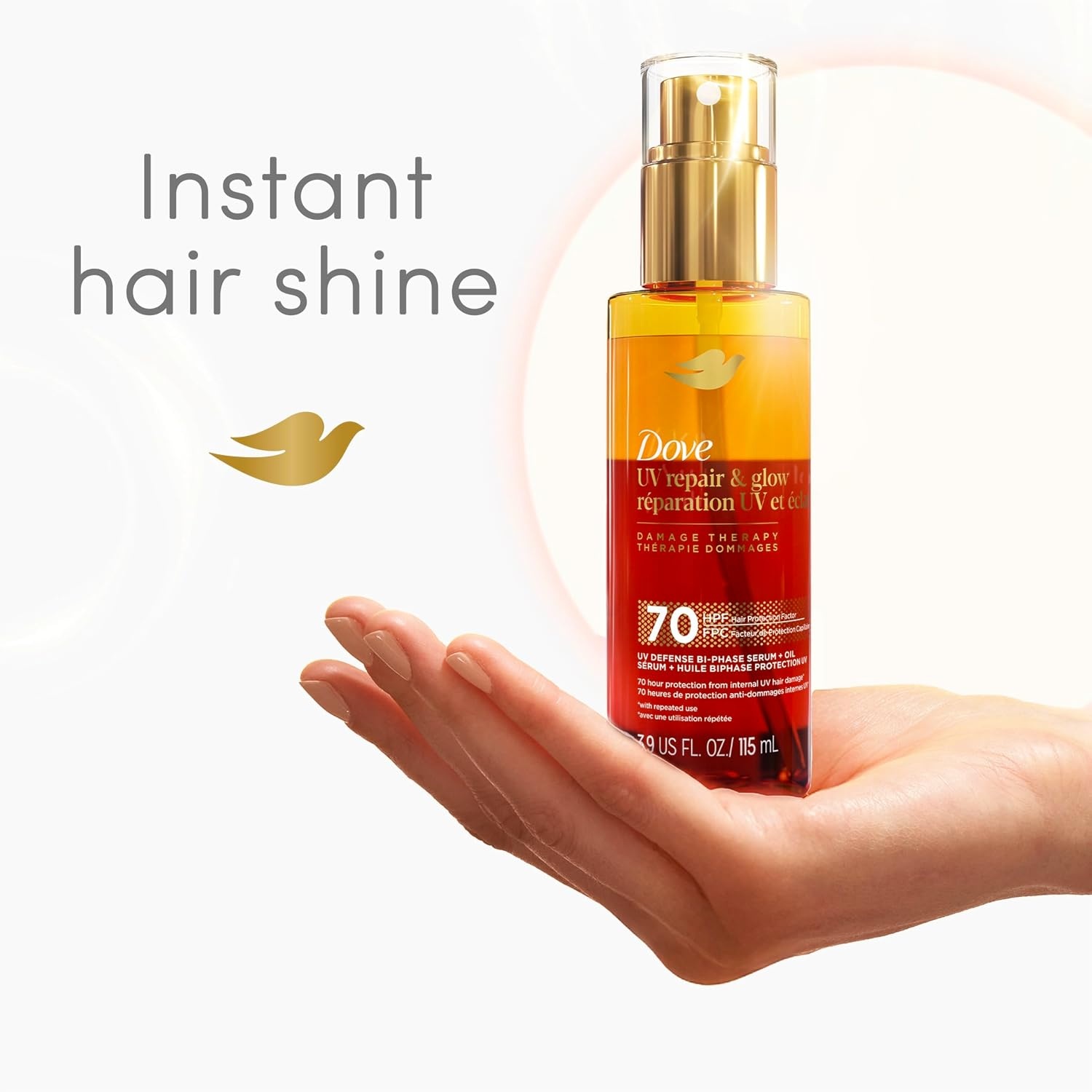 image:imageDove Defense BiPhase Serum Oil UV Repair amp Glow Hair Protection 39oz39 Count Pack of 1