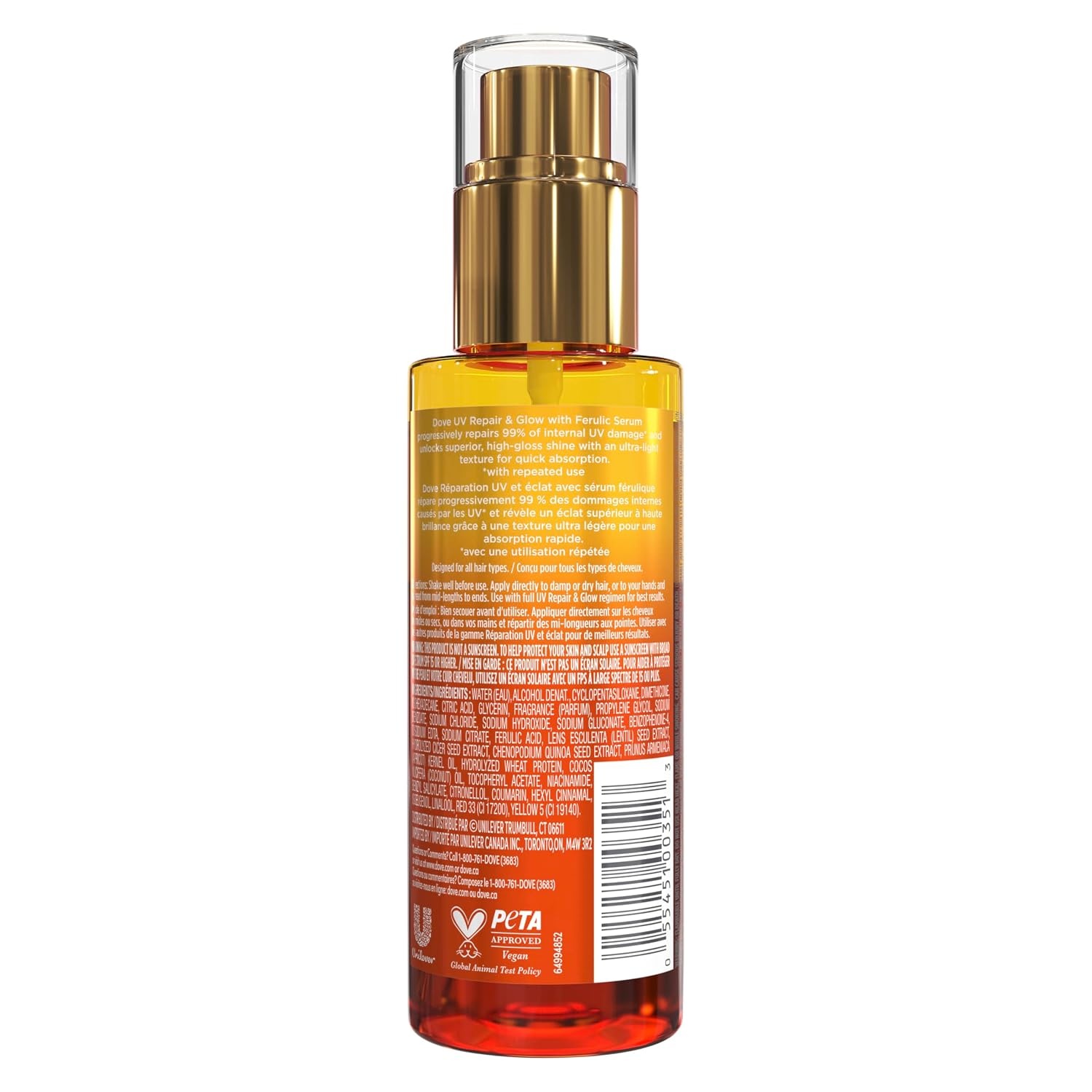 image:imageDove Defense BiPhase Serum Oil UV Repair amp Glow Hair Protection 39oz39 Count Pack of 1