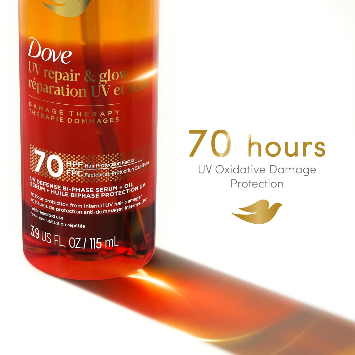 image:imageDove Defense BiPhase Serum Oil UV Repair amp Glow Hair Protection 39oz39 Count Pack of 1