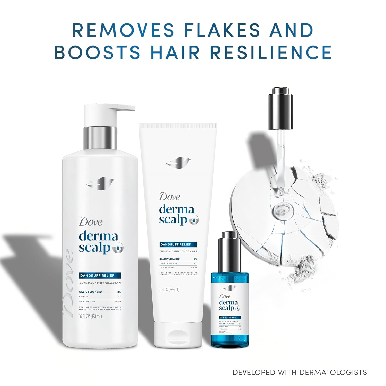 image:imageDove Derma Scalp Dandruff Relief Conditioner for Flakes amp Dry Scalp 9oz9 Fl Oz Pack of 12