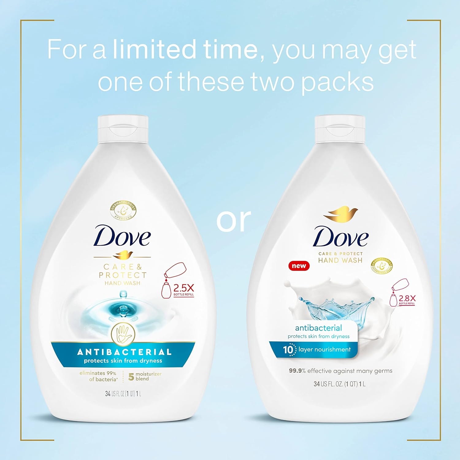 image:imageDove Care Hand Wash Refill Deep Moisture Pack of 3 34 oz Refill Bottles34 Fl Oz Pack of 3