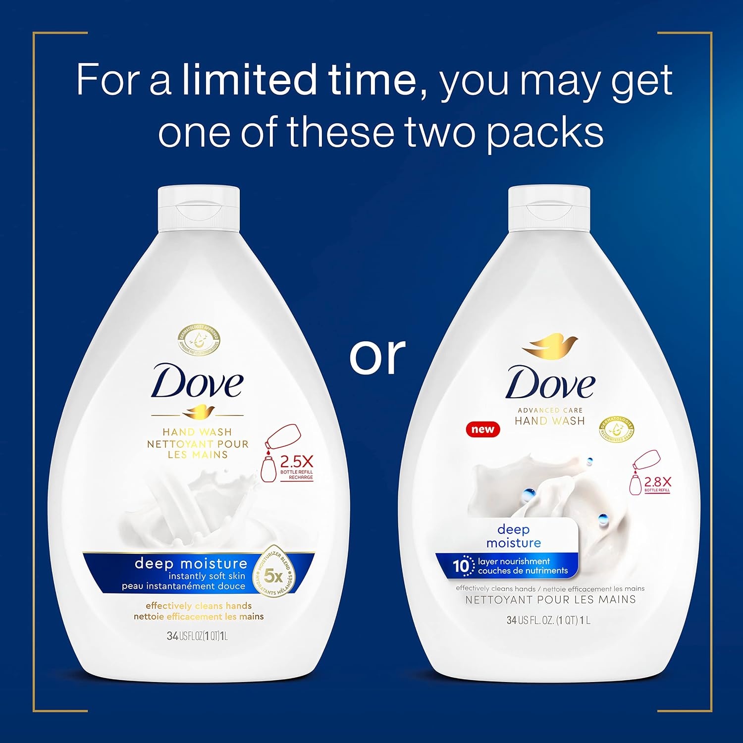 image:imageDove Care Hand Wash Refill Deep Moisture Pack of 3 34 oz Refill Bottles34 Fl Oz Pack of 6