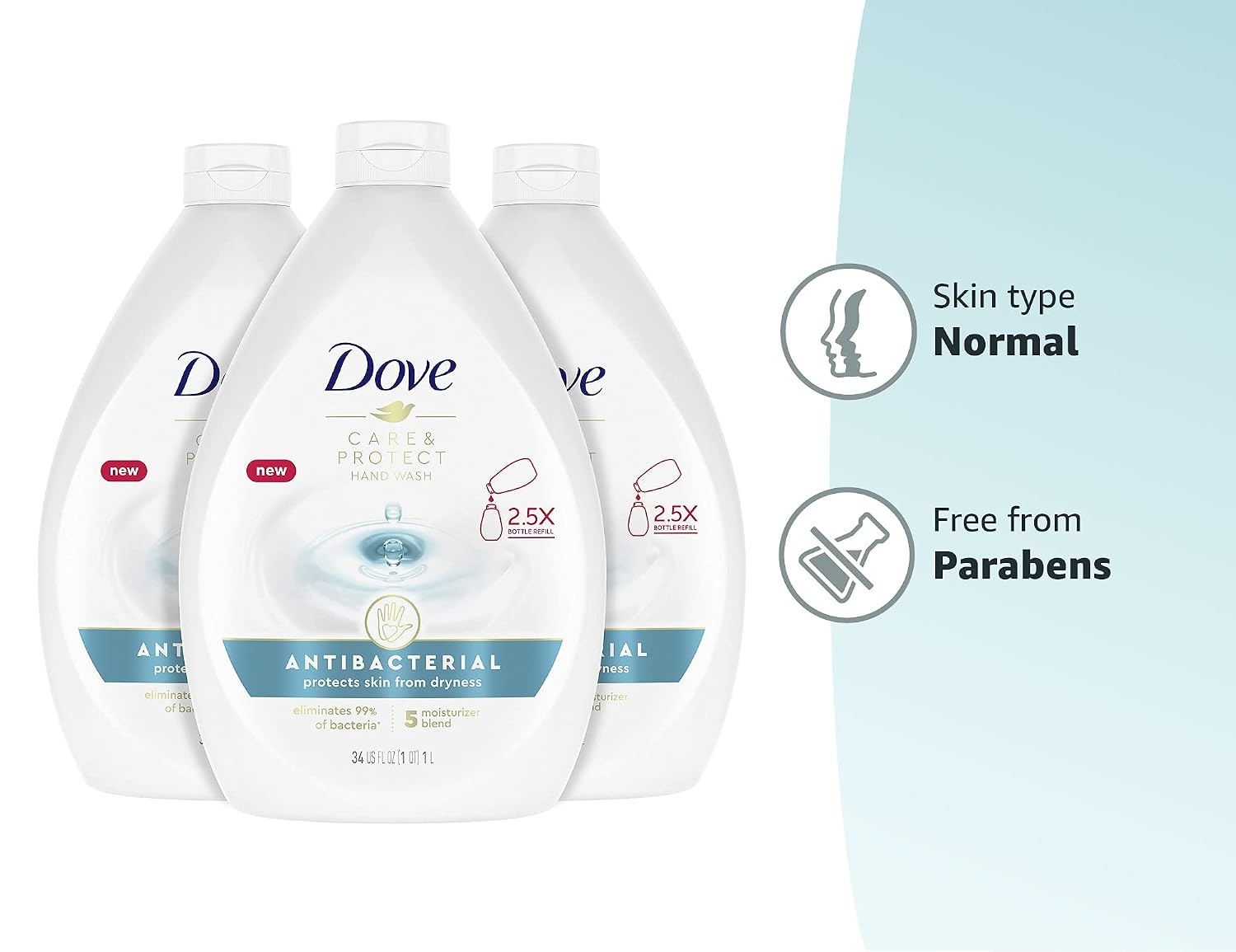image:imageDove Care Hand Wash Refill Deep Moisture Pack of 3 34 oz Refill Bottles34 Fl Oz Pack of 6