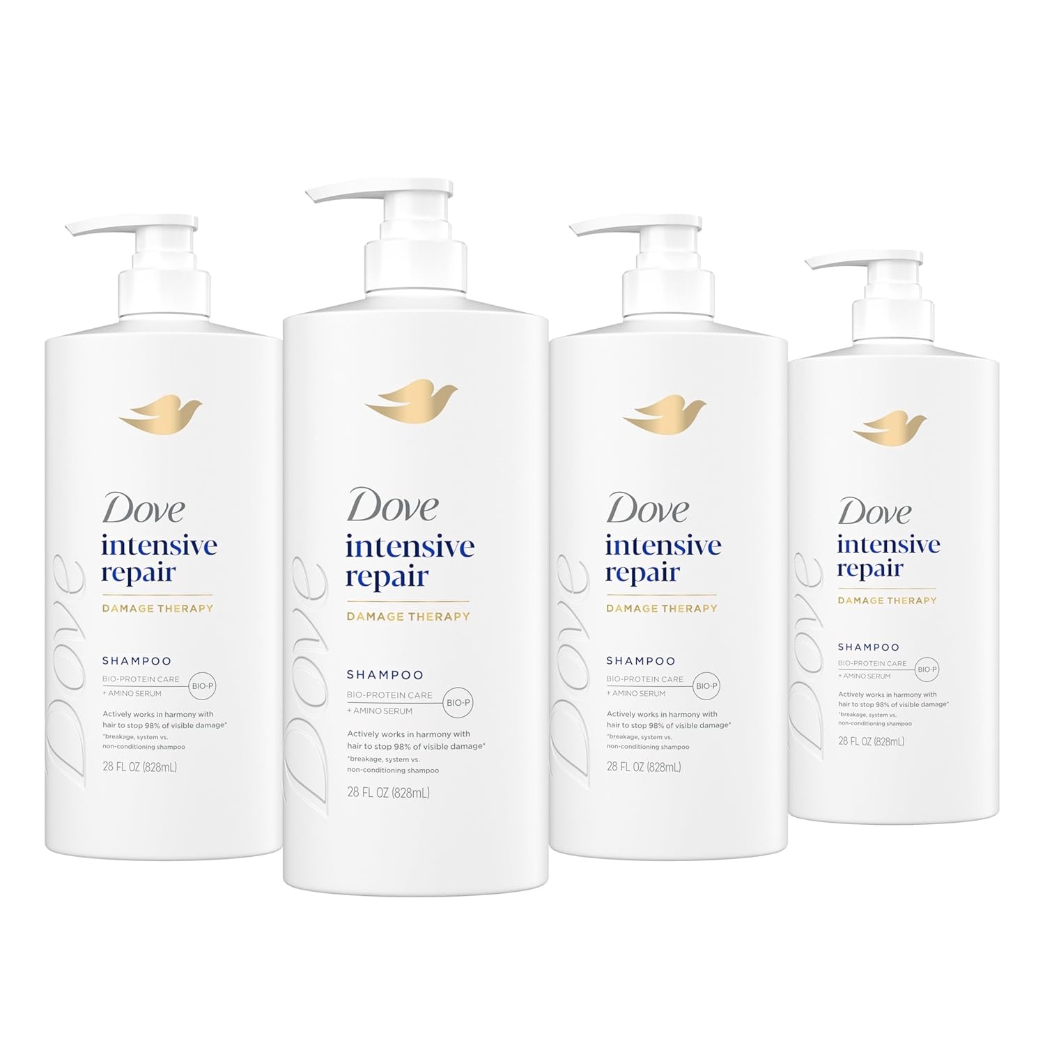 image:imageDove Shampoo 4 Pack Intensive Repair for Damaged Hair with BioProtein Care Technology and Amino Serum 28 Fl OzFragranced