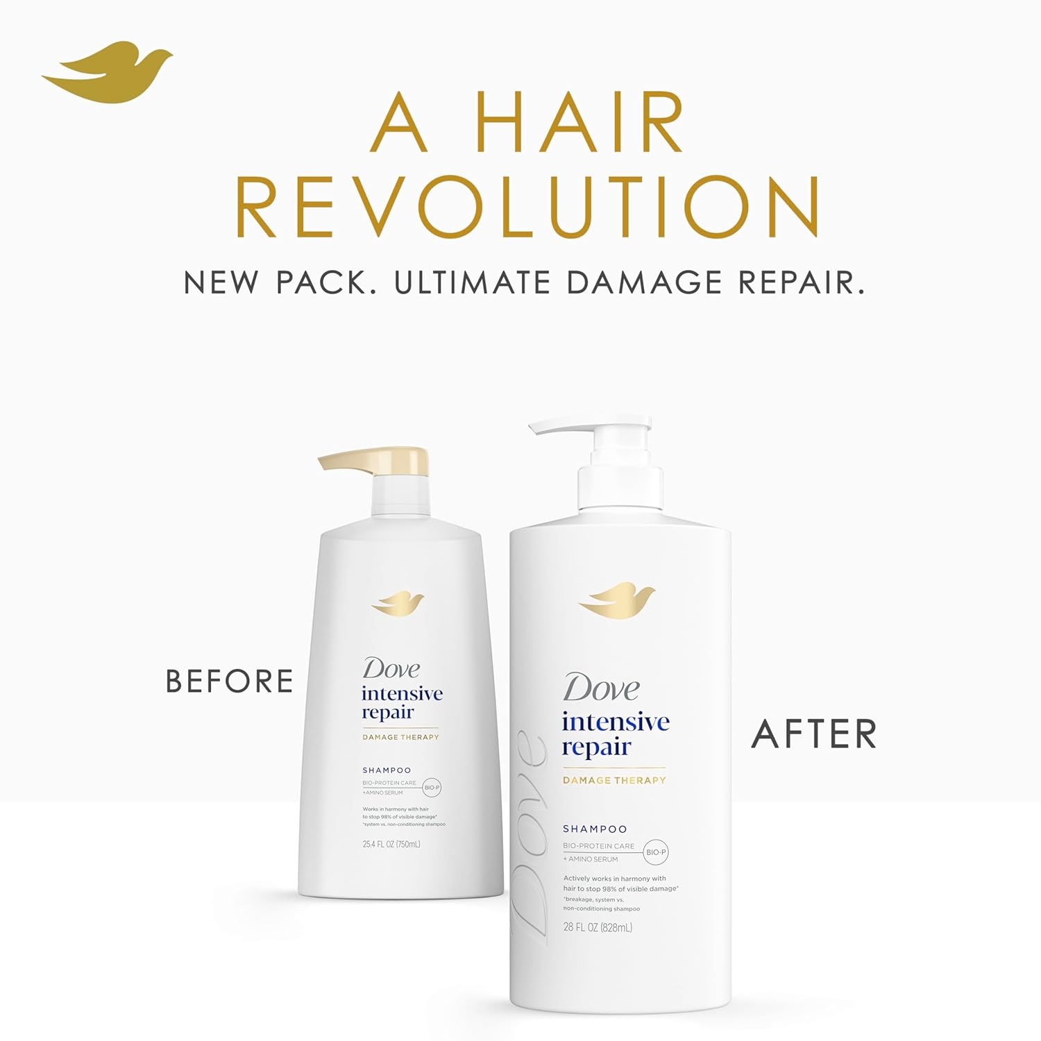 image:imageDove Shampoo 4 Pack Intensive Repair for Damaged Hair with BioProtein Care Technology and Amino Serum 28 Fl OzFragranced