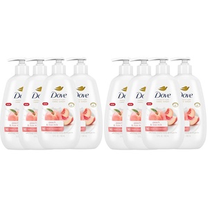 Dove Advanced Care Hand Wash Peach & Rice Milk 4 Count for Washing Away Dirt & Germs While Nourishing Skin 10 Layers Deep, with Moisture Boost 5X Complex(12 Fl Oz (Pack of 8))