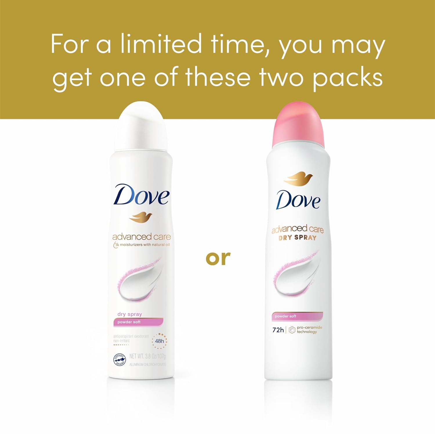 image:imageDove Advanced Care Antiperspirant Deodorant Spray Powder Soft 38 oz 3PK38 Ounce Pack of 12