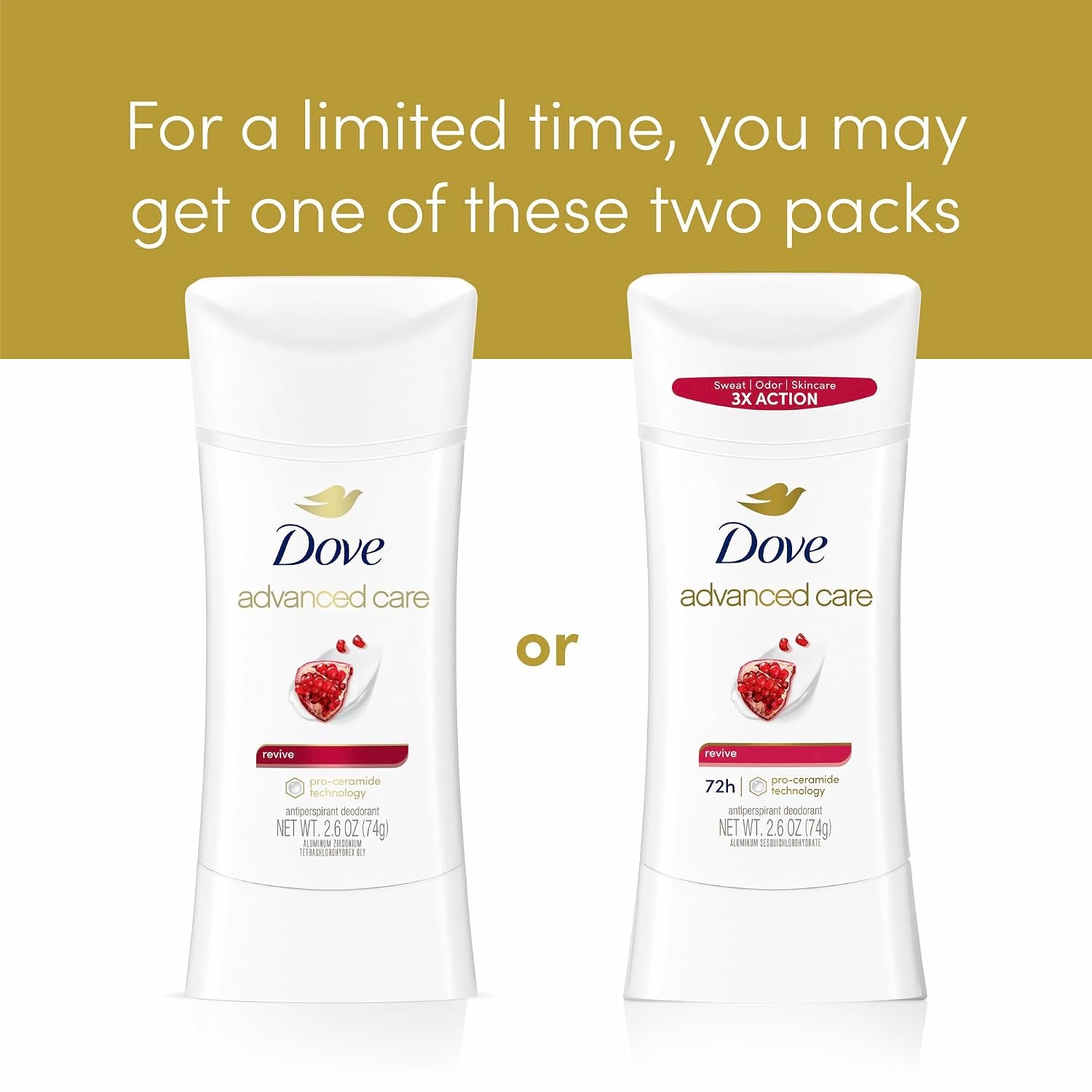 image:imageDove Advanced Care Antiperspirant Stick Revive Pomegrante 2PK 26 oz26 Ounce Pack of 12