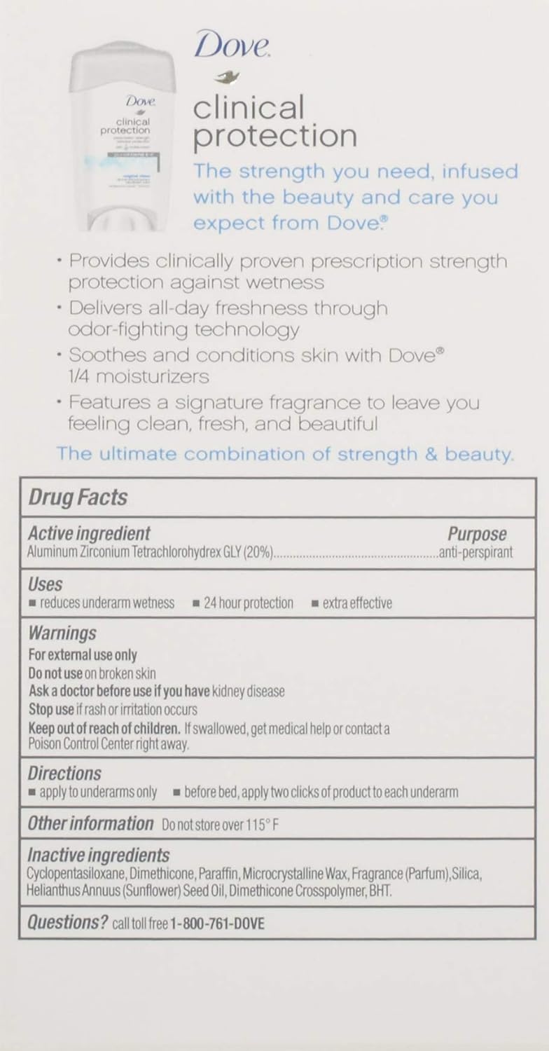 image:imageDove Clinical Care Original Clean Antiperspirant Soft Solid Stick 17 oz17 Ounce Pack of 2