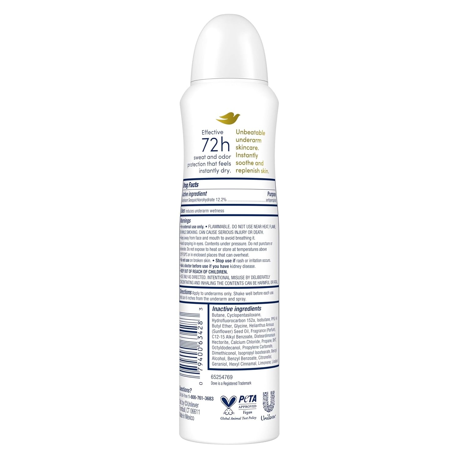 image:imageDove Invisible Antiperspirant Dry Spray Clear Finish 3PK 38 oz38 Ounce Pack of 1