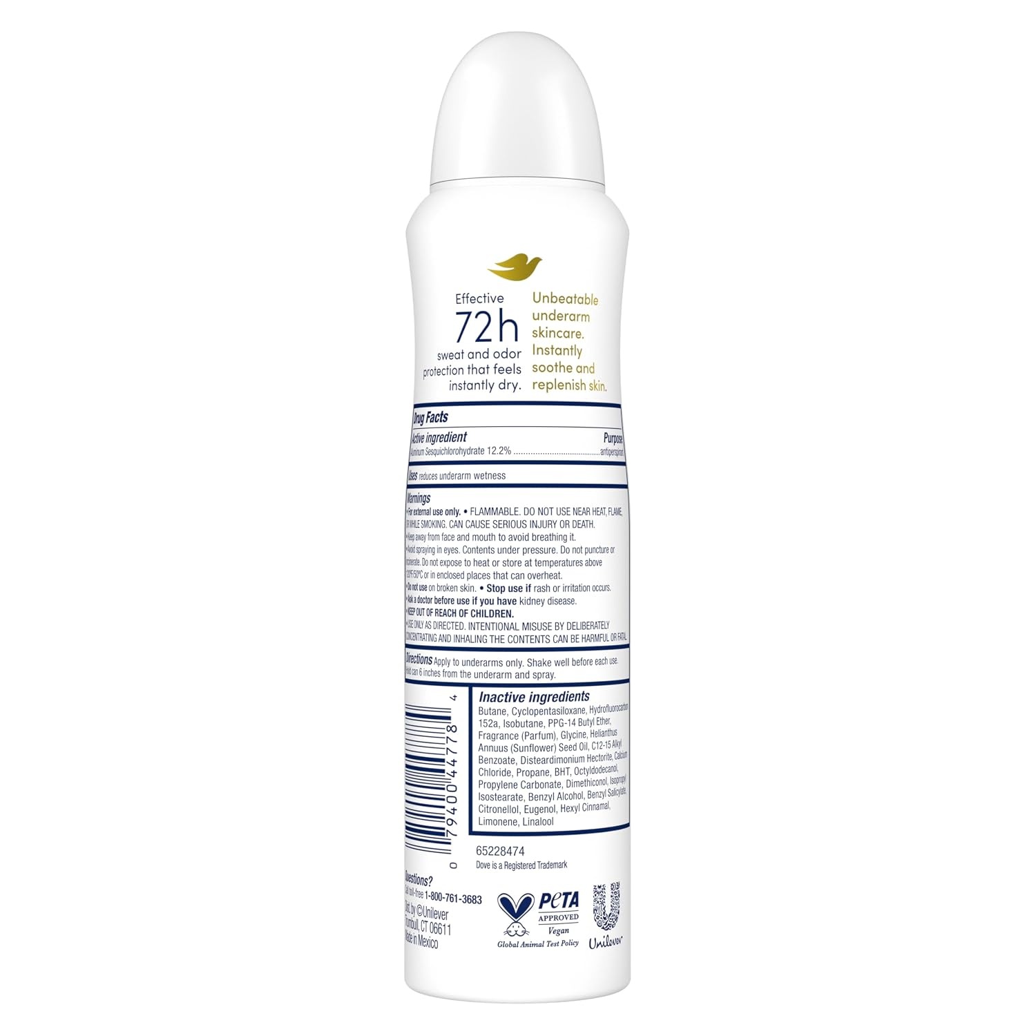image:imageDove Invisible Antiperspirant Dry Spray Clear Finish 3PK 38 oz38 Ounce Pack of 1
