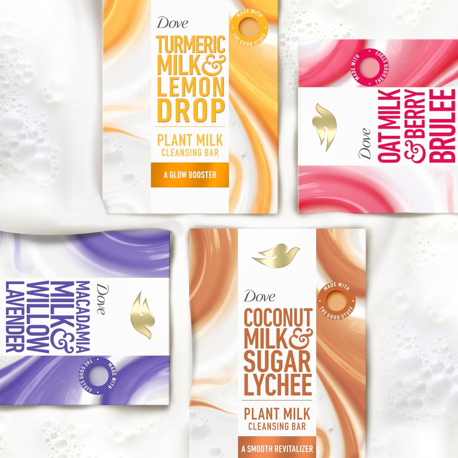 image:imageDove Plant Milk Cleansing Bar Soap Variety Pack 4 for Moisturized Skin with Gentle Cleansers No Sulfate Cleansers or Parabens 98 Biodegradable Formula 5 ozBar Soap