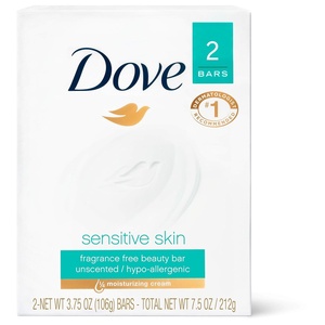 Dove Beauty Bar More Moisturizing Than Bar Soap for Softer Skin, Fragrance-Free, Hypoallergenic, Sensitive Skin with Gentle Cleanser 3.75 oz 14 Bars(Unscented)