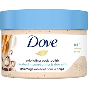 Dove Scrub Macadamia & Rice Milk Reveals Visibly Smoother Skin Body Scrub That Nourishes Skin 10.5 oz(10.5 Ounce (Pack of 1))