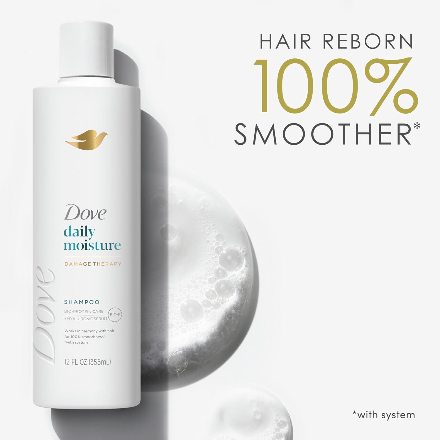 image:imageDove Daily Moisture Shampoo for Dry Hair with Hyaluronic Serum 12oz 4ct12 Fl Oz Pack of 8