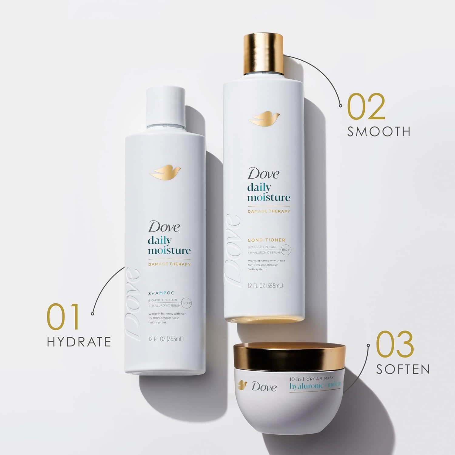image:imageDove Daily Moisture Shampoo for Dry Hair with Hyaluronic Serum 12oz 4ct12 Fl Oz Pack of 8
