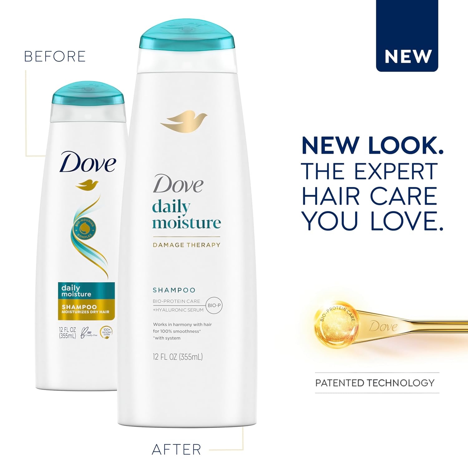 image:imageDove Daily Moisture Shampoo for Dry Hair with Hyaluronic Serum 12oz 4ct12 Fl Oz Pack of 8