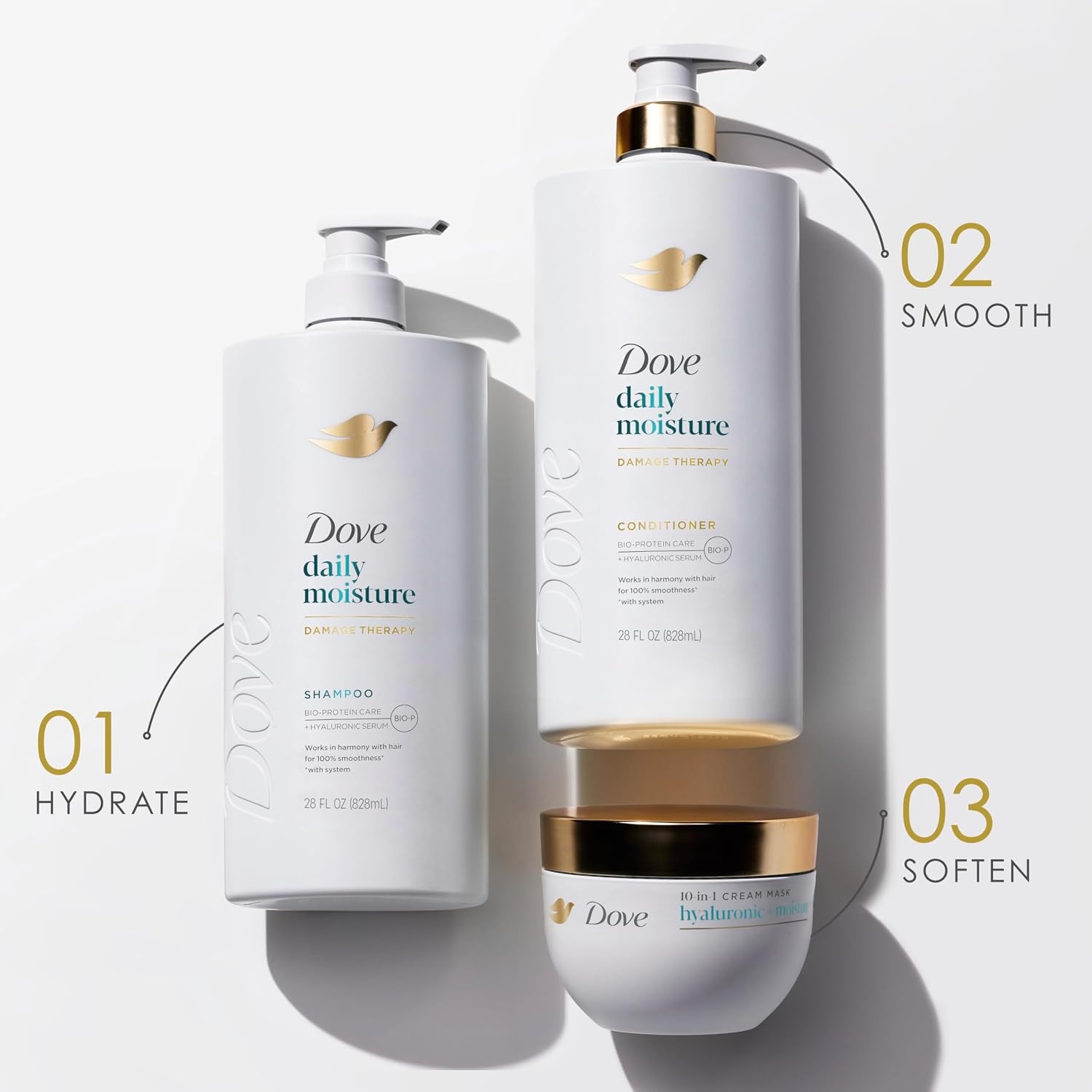 image:imageDove Daily Moisture Shampoo for Dry Hair with Hyaluronic Serum 12oz 4ct28 Fl Oz Pack of 1
