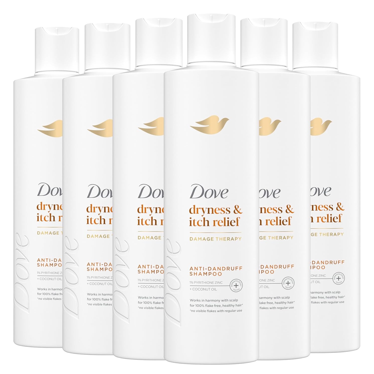 image:imageDove Damage Therapy Derma Shampoo Pack of 6 Dryness Itch for Flaky Scalp with Pyrithione Zinc and Coconut Oil 12 Fl OzCoconut Shea Butter