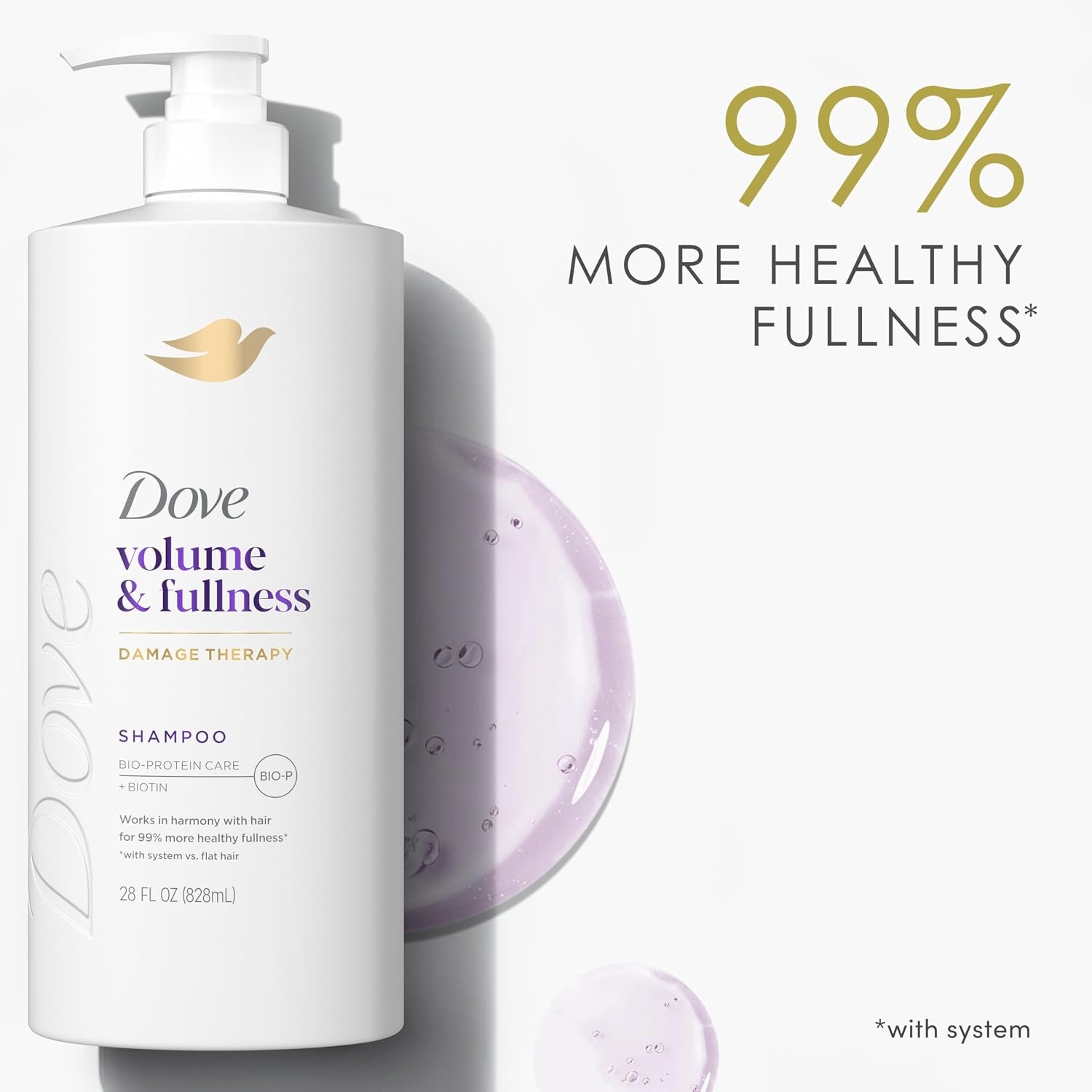 image:imageDove Volume amp Fullness Shampoo Volumizing for Thinning Hair Biotin 28oz28 Count Pack of 1