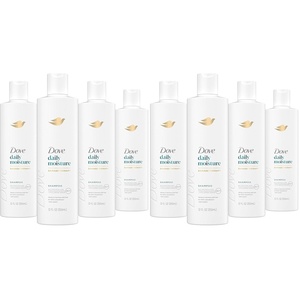 Dove Daily Moisture Shampoo for Dry Hair with Hyaluronic Serum 12oz 4ct(12 Fl Oz (Pack of 8))