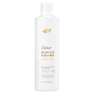 Dove Damage Therapy Derma Shampoo Pack of 6 Dryness + Itch for Flaky Scalp with Pyrithione Zinc and Coconut Oil 12 Fl Oz(Coconut  Shea Butter)