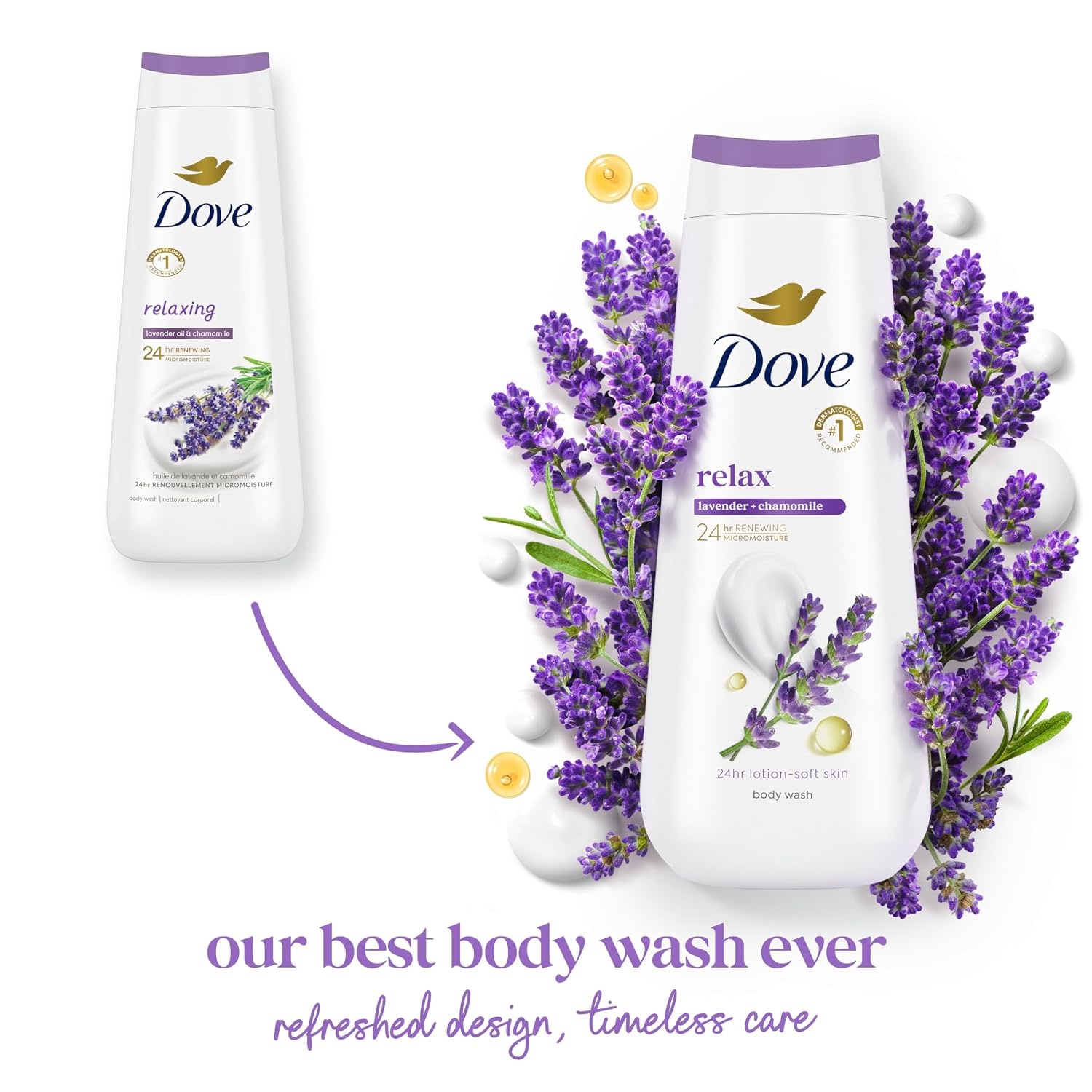 image:imageDove Body Wash with Pump Relaxing Lavender Oil amp Chamomile 3 Count for Renewed HealthyLooking Skin Gentle Skin Cleanser with 24hr Renewing MicroMoisture 306 ozLavender Oil Chamomile