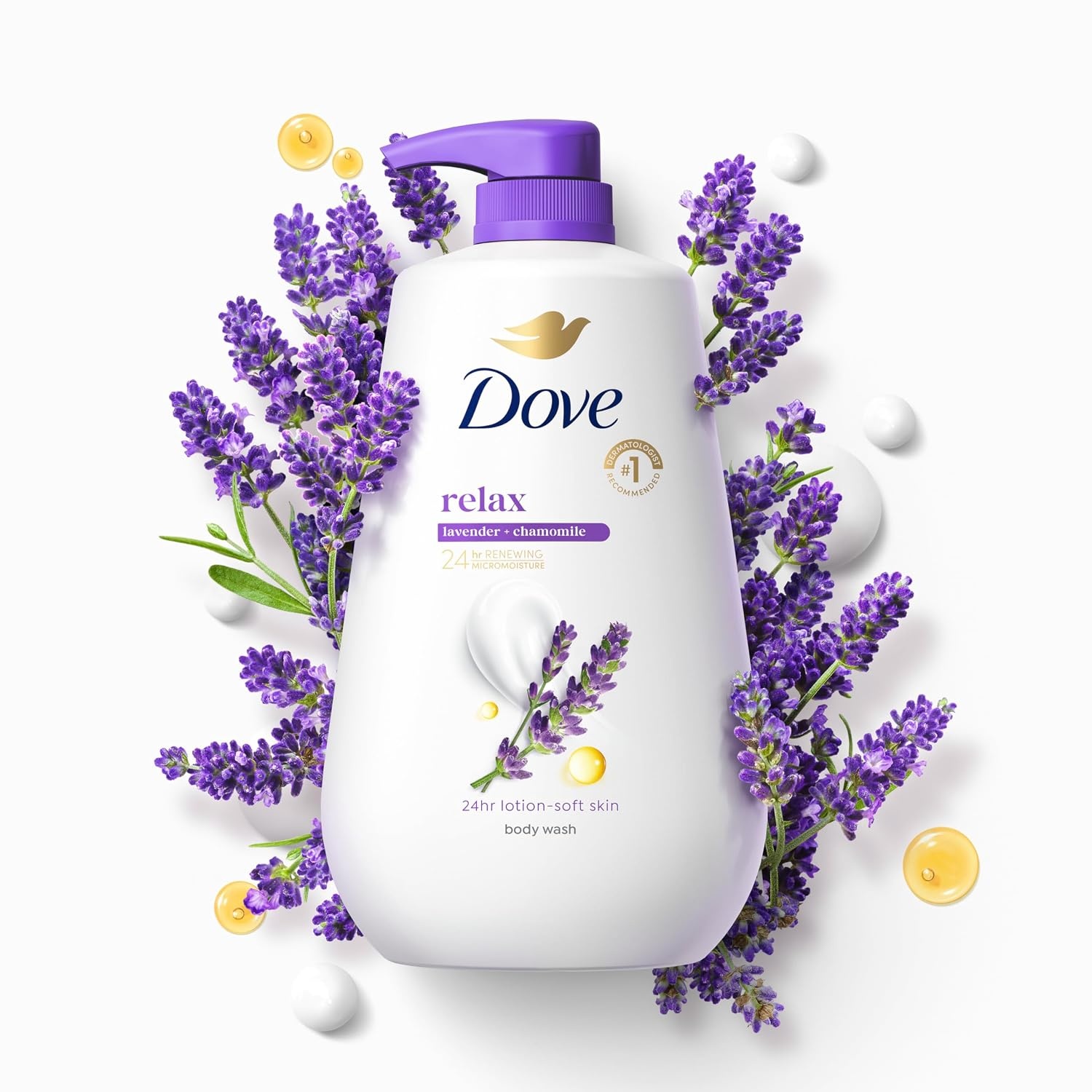 image:imageDove Body Wash with Pump Relaxing Lavender Oil amp Chamomile 3 Count for Renewed HealthyLooking Skin Gentle Skin Cleanser with 24hr Renewing MicroMoisture 306 ozLavender Oil Chamomile