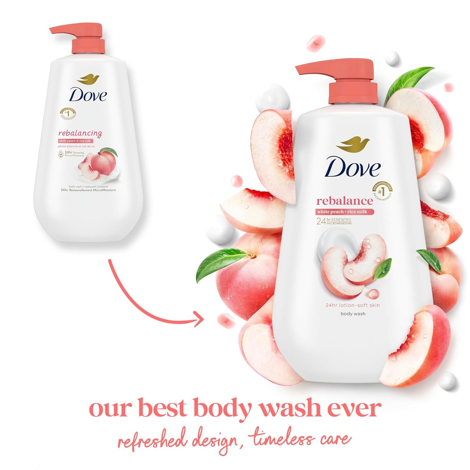 image:imageDove 24hr Rebalance Lotion Body Wash White Peach amp Rice Milk 306 ozPeach