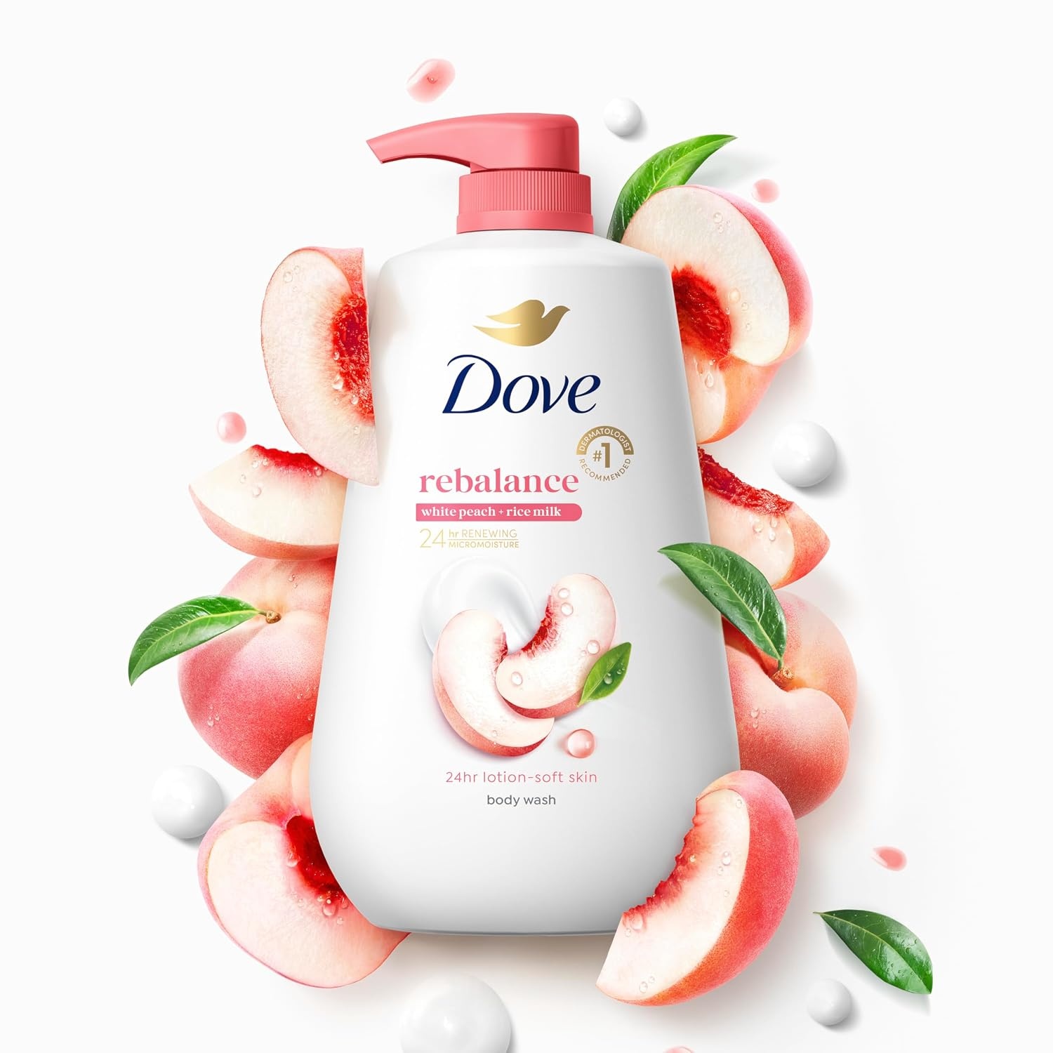 image:imageDove 24hr Rebalance Lotion Body Wash White Peach amp Rice Milk 306 ozWhite Peach