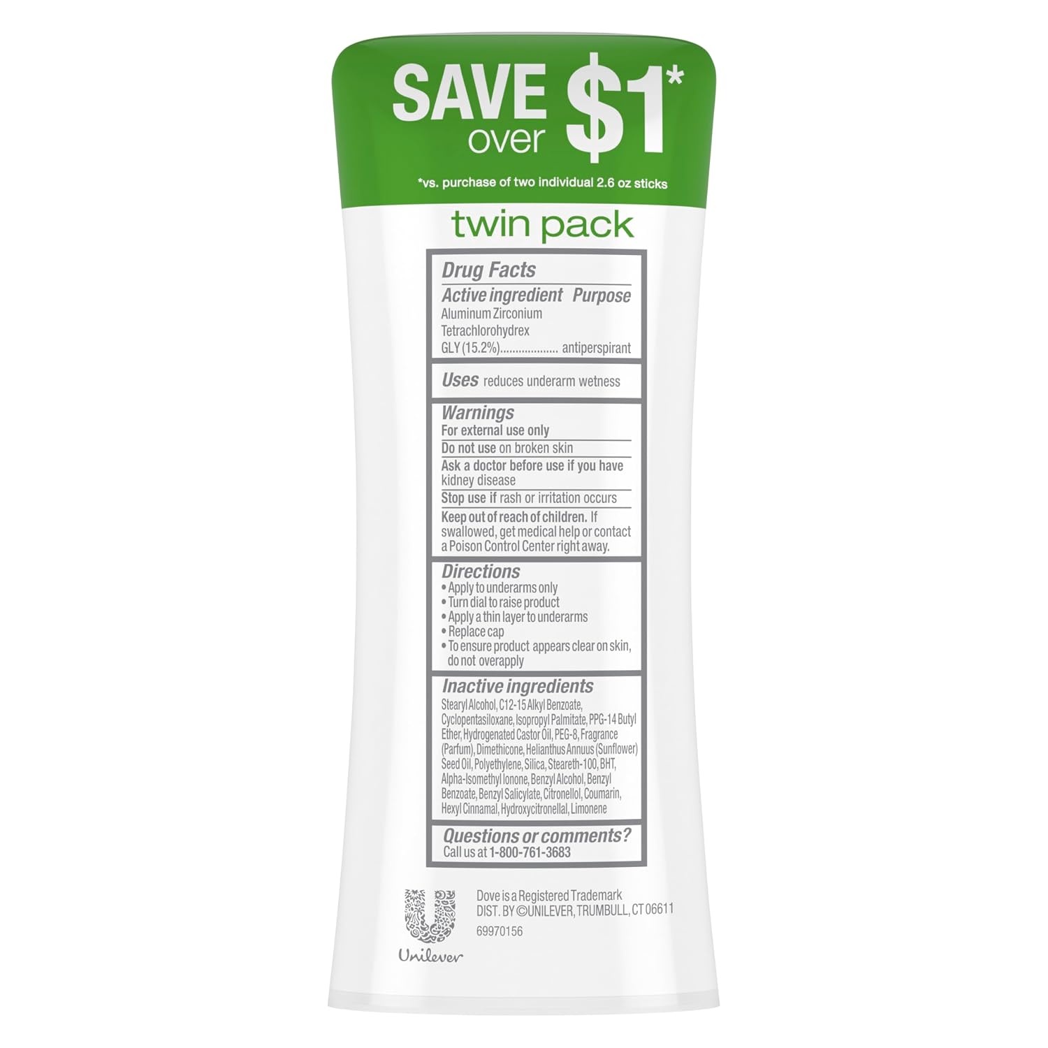 image:imageDove Advanced Care Antiperspirant Stick Cool Essentials 26 oz 2PK26 Ounce Pack of 2