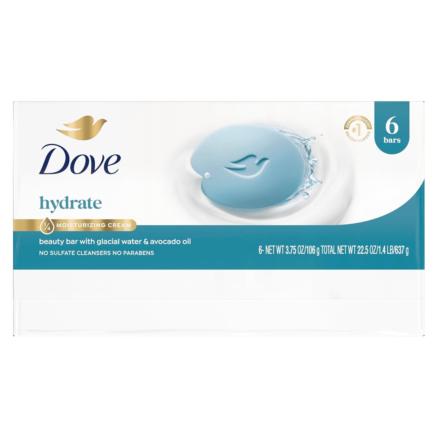 image:imageDove Beauty Bar Soap Glacial Water amp Avocado Oil I 6 Count 375 ozGlacial Water Avocado Oil