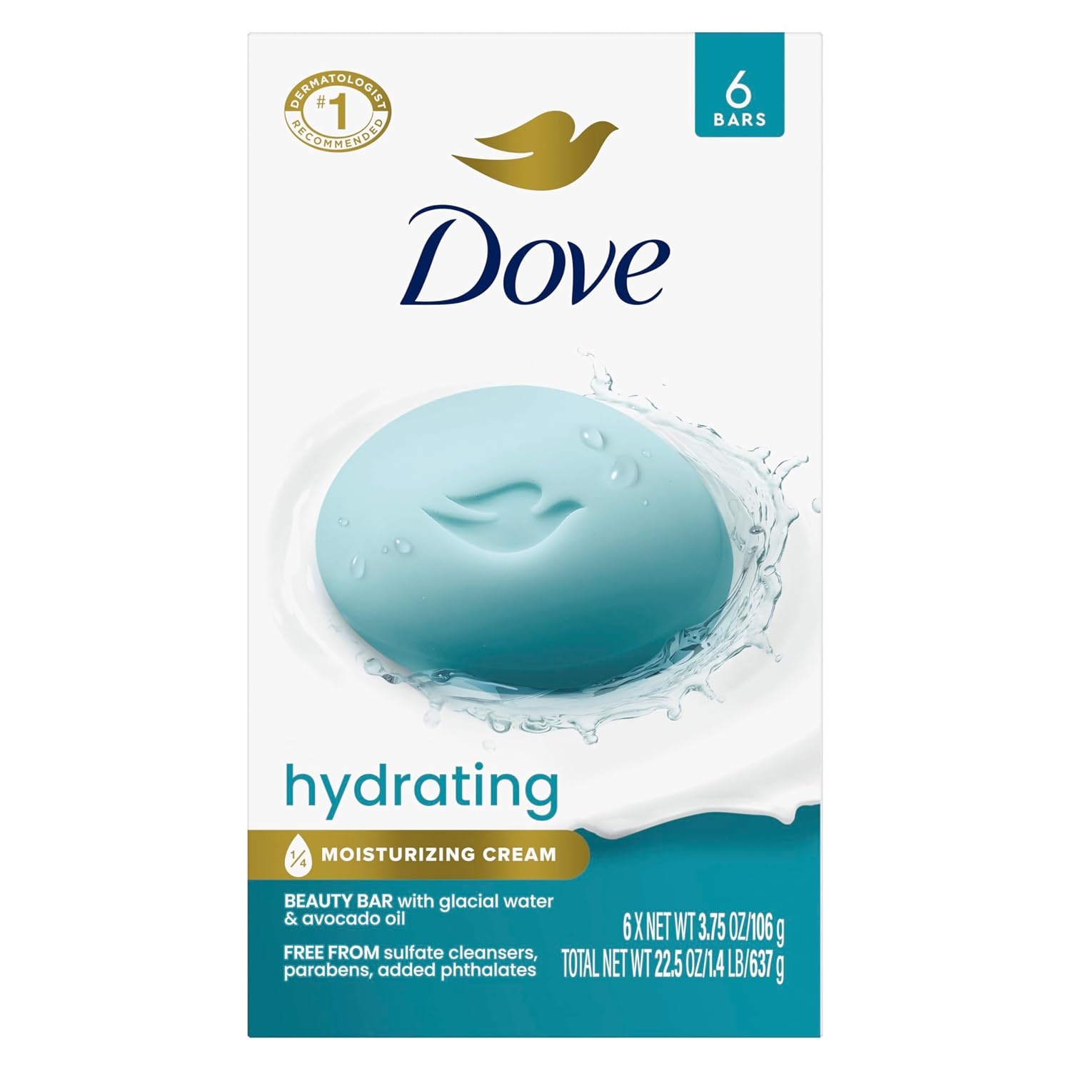 image:imageDove Beauty Bar Soap Glacial Water amp Avocado Oil I 6 Count 375 ozGlacial Water Avocado Oil