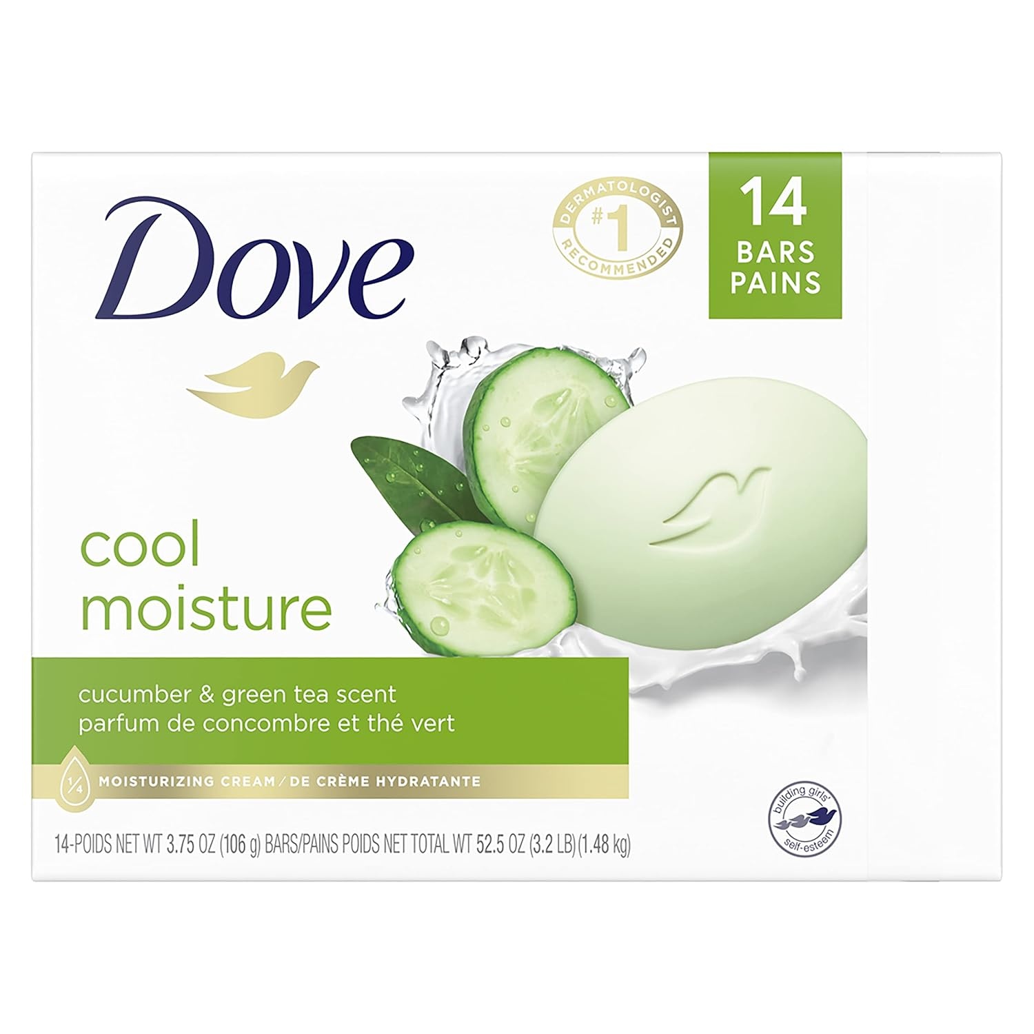 image:imageDove Beauty Bar Soap Cool Moisture Cucumber amp Green Tea Scent 6 Bars 375oz375 Ounce Pack of 14
