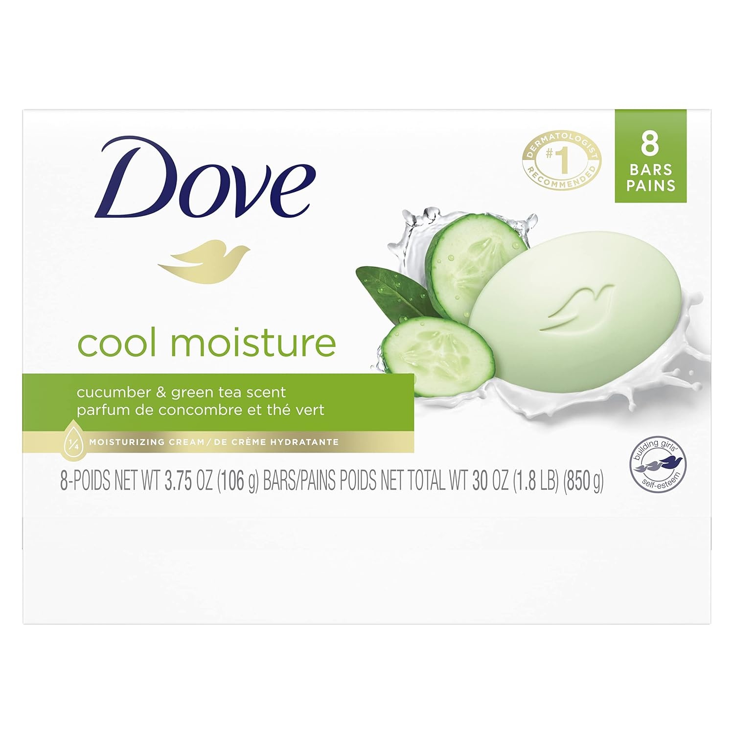 image:imageDove Beauty Bar Soap Cool Moisture Cucumber amp Green Tea Scent 6 Bars 375oz375 Ounce Pack of 24
