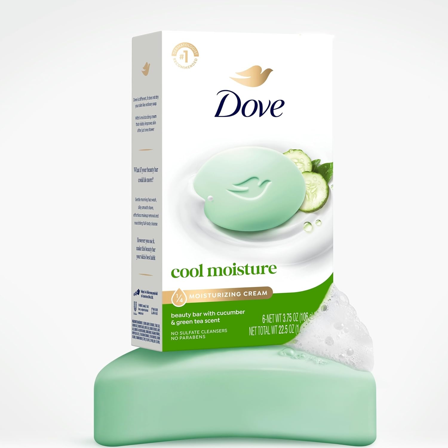 image:imageDove Beauty Bar Soap Cool Moisture Cucumber amp Green Tea Scent 6 Bars 375oz375 Ounce Pack of 6
