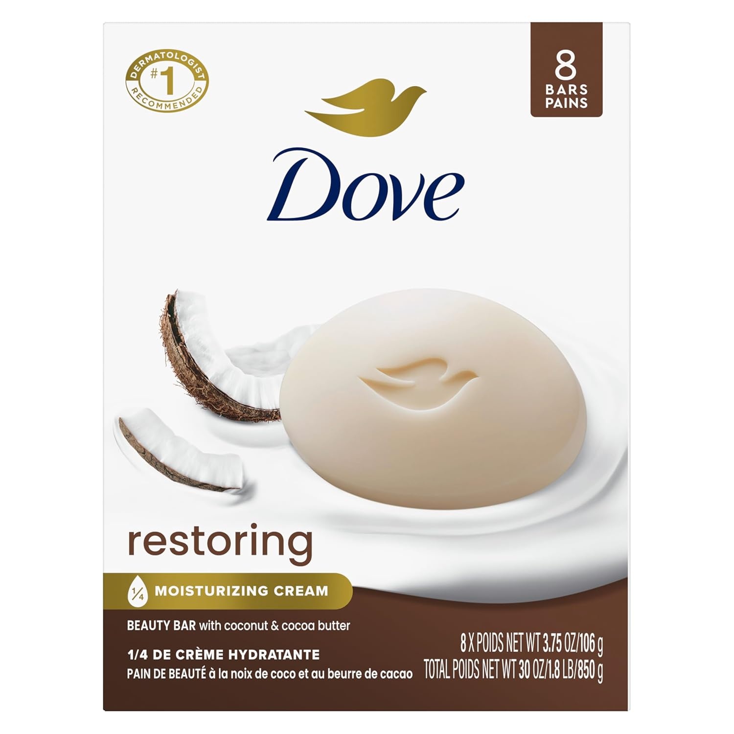 image:imageDove Beauty Bar Soap Restoring Coconut amp Cocoa Butter 6 Count 375 ozCoconut Cocoa Butter