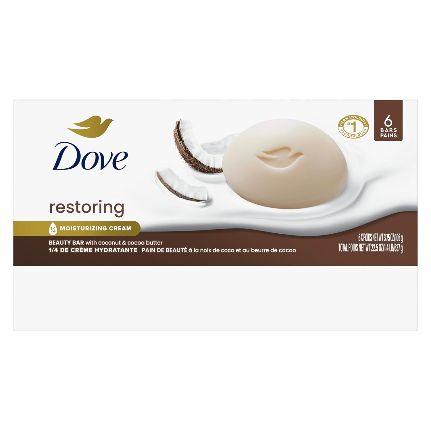 image:imageDove Beauty Bar Soap Restoring Coconut amp Cocoa Butter 6 Count 375 ozCoconut Cocoa Butter