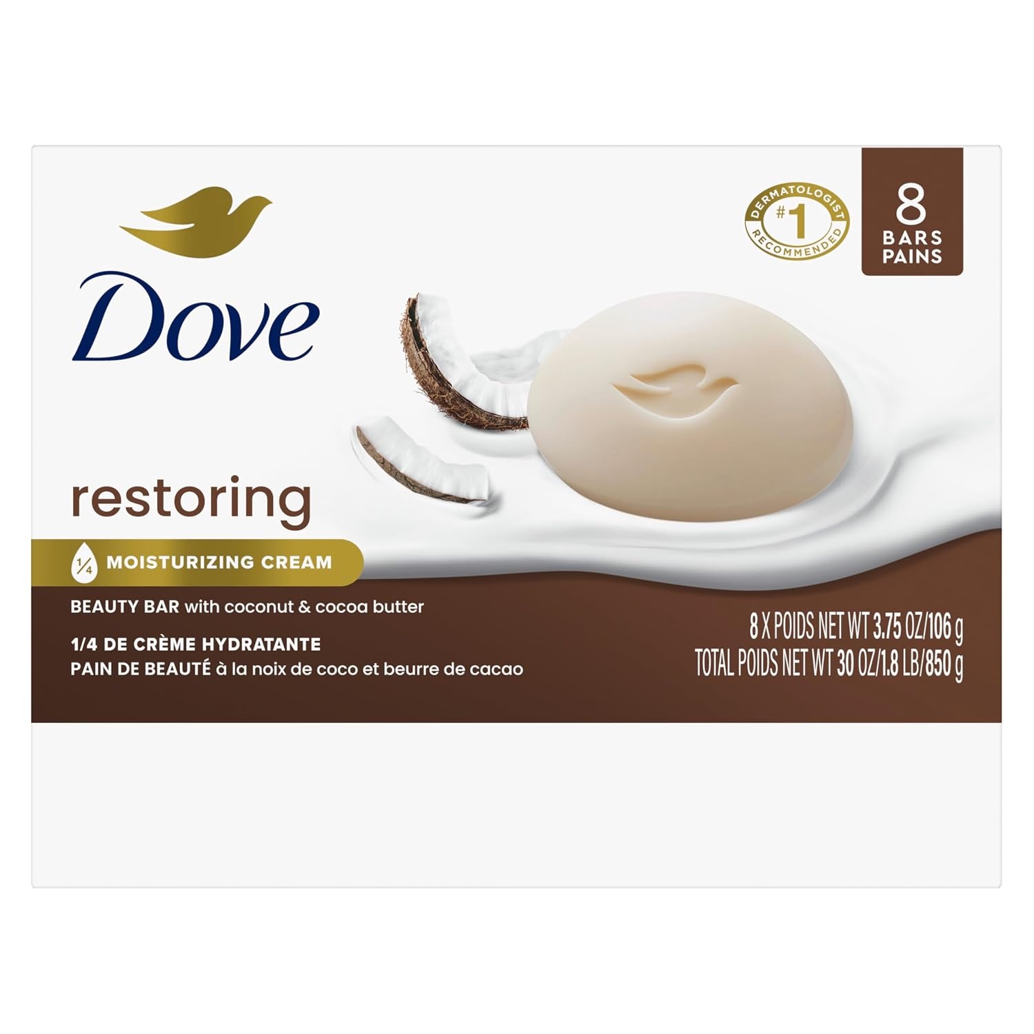 image:imageDove Beauty Bar Soap Restoring Coconut amp Cocoa Butter 6 Count 375 ozCoconut Cocoa Butter