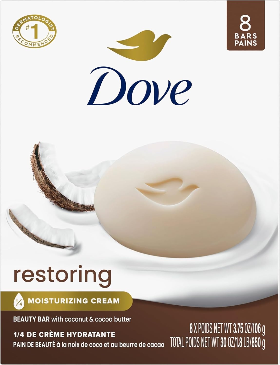 image:imageDove Beauty Bar Soap Restoring Coconut amp Cocoa Butter 6 Count 375 ozCoconut Cocoa Butter