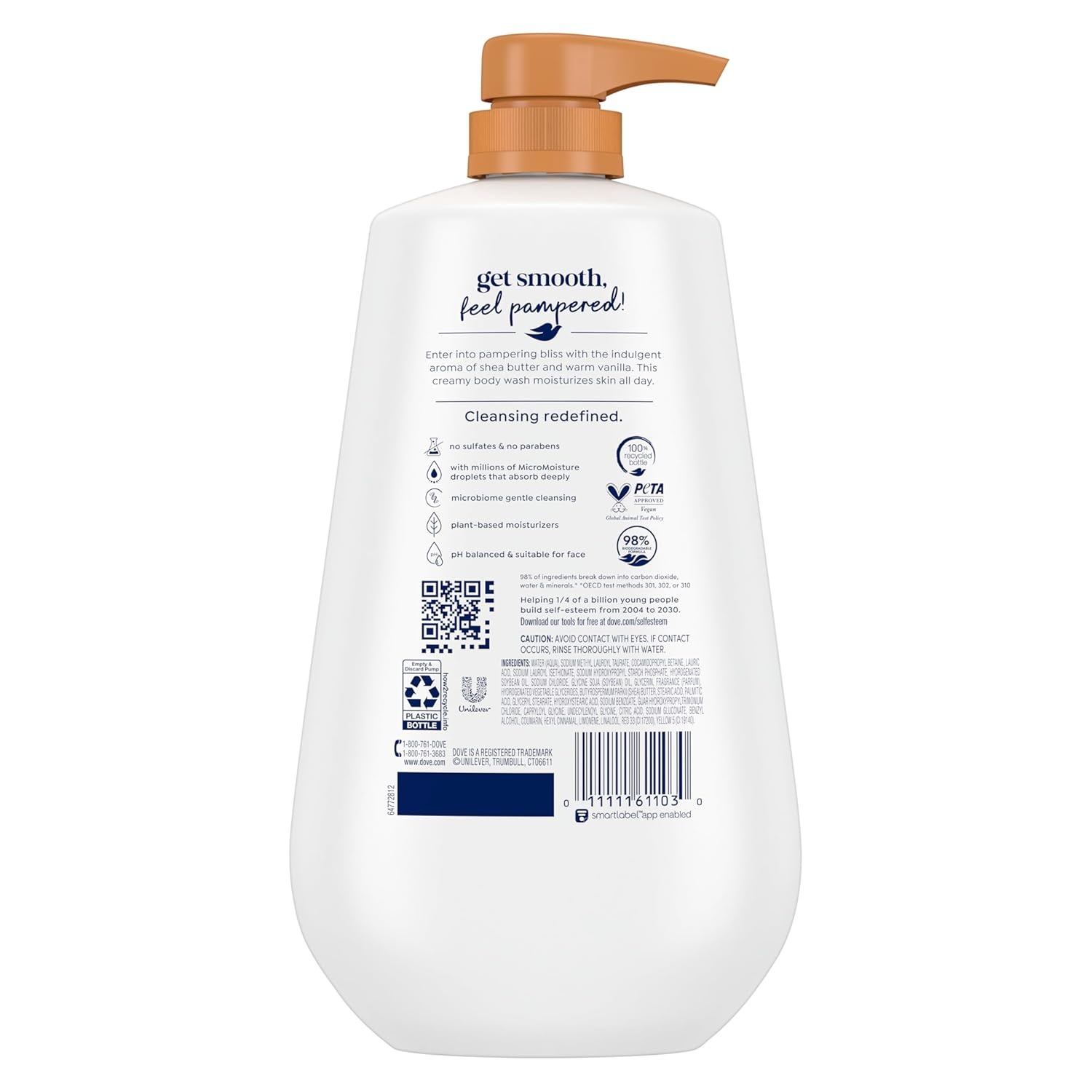image:imageDove Body Wash Pamper Shea Butter amp Vanilla 306 oz Pump Sulfate Free306 Fl Oz Pack of 1