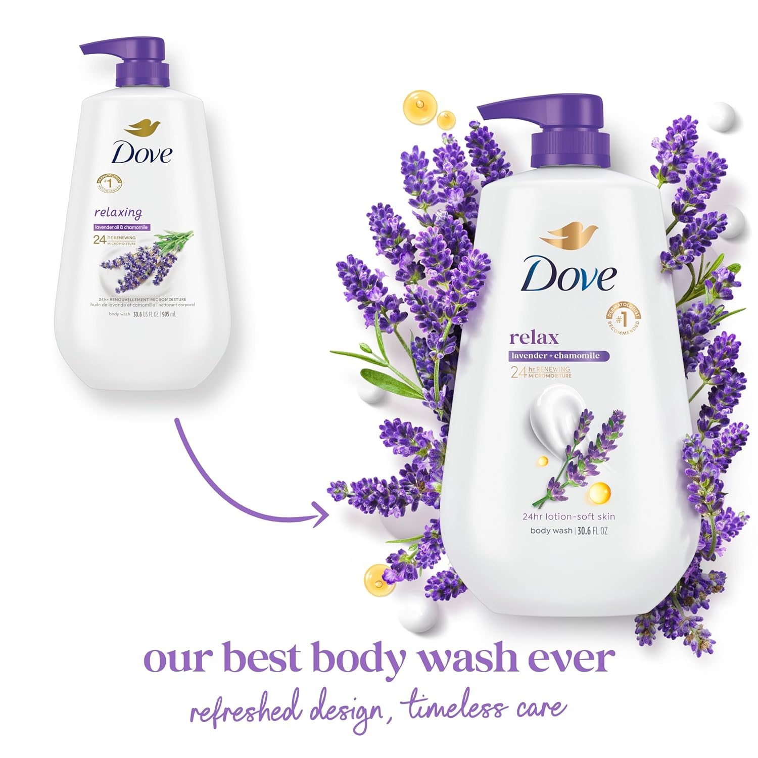 image:imageDove Body Wash Relax Lavender Oil amp Chamomile 306 oz Pump Sulfate Free306 Fl Oz Pack of 1