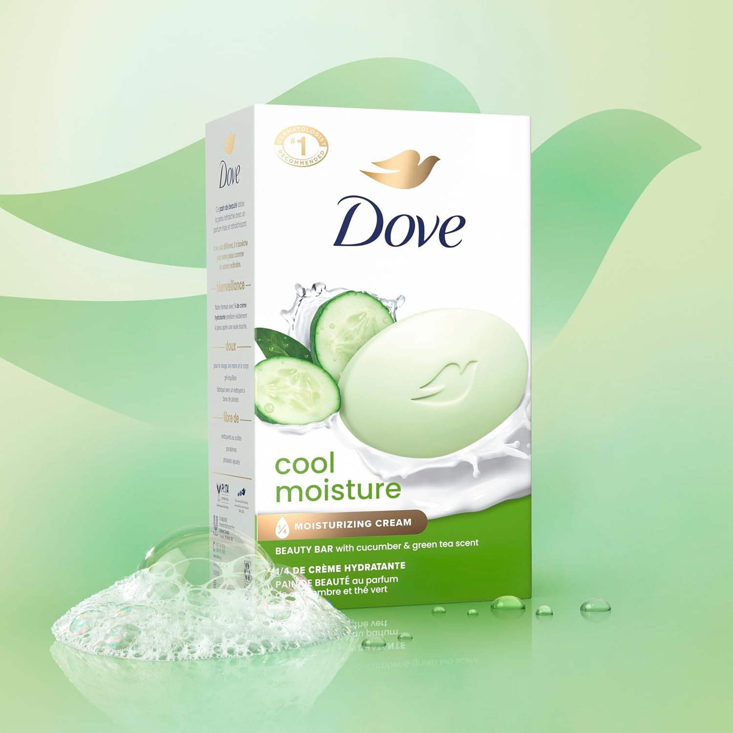 image:imageDove Cool Moisture Beauty Bar Soap Refreshing Cleanser 8 Count 375 oz375 Ounce Pack of 72