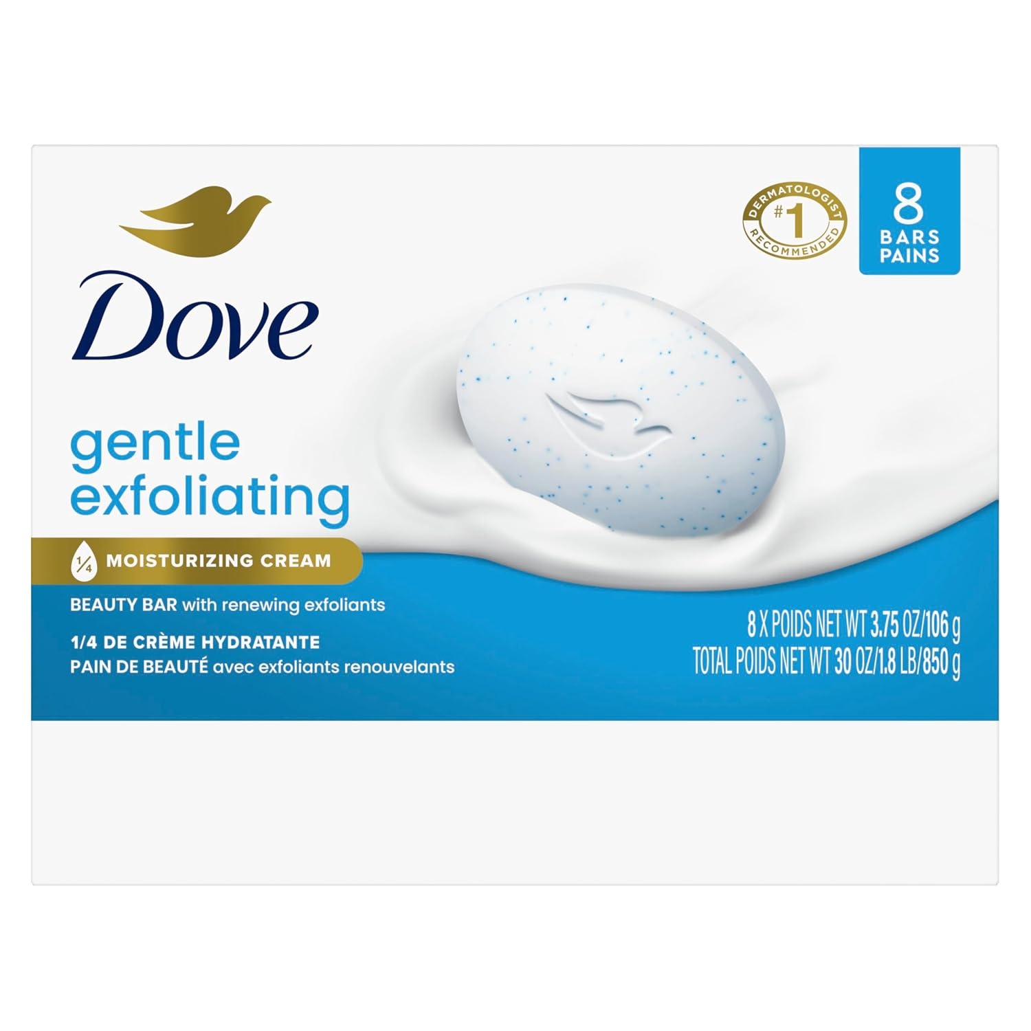 image:imageDove Gentle Exfoliating Beauty Bar Soap Renewing 8 Count 375 ozGentle Exfoliating