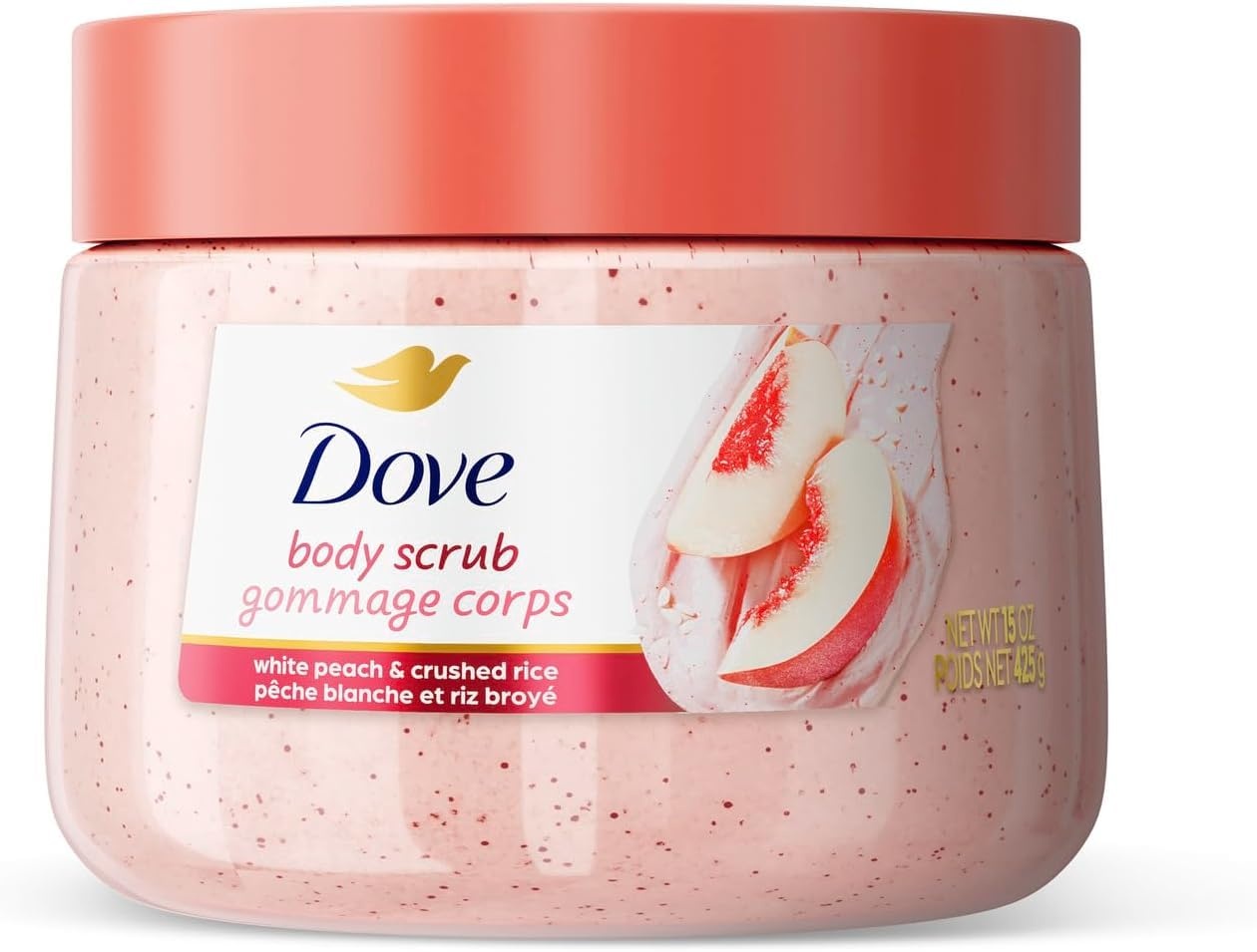 image:imageDove Himalayan Salt amp Rose Oil Body Scrub Exfoliates and Deeply 15 ozWhite Peaches Crushed Rice