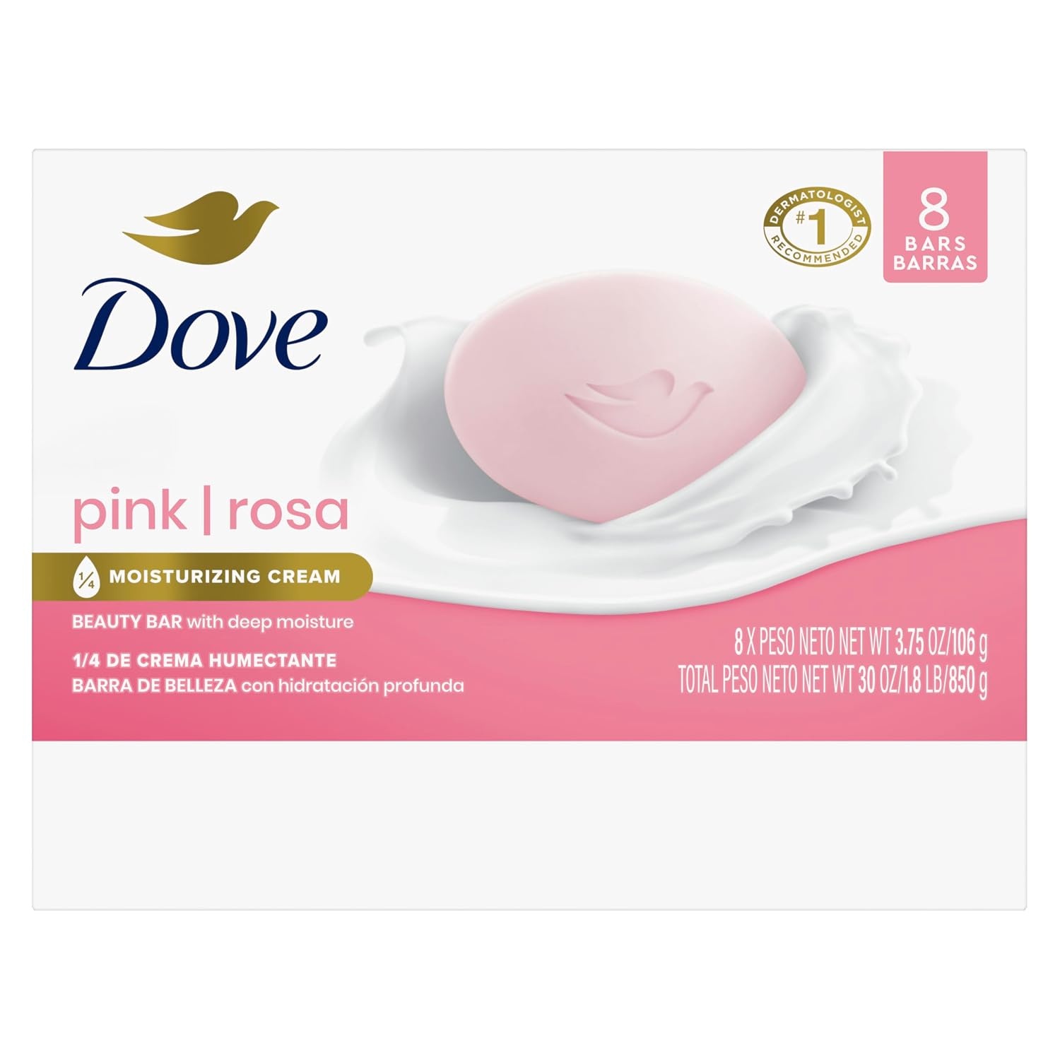 image:imageDove Pink Rosa Beauty Bar Soap 8 Count Cleanser 375 oz I beauty bar375 Ounce Pack of 72