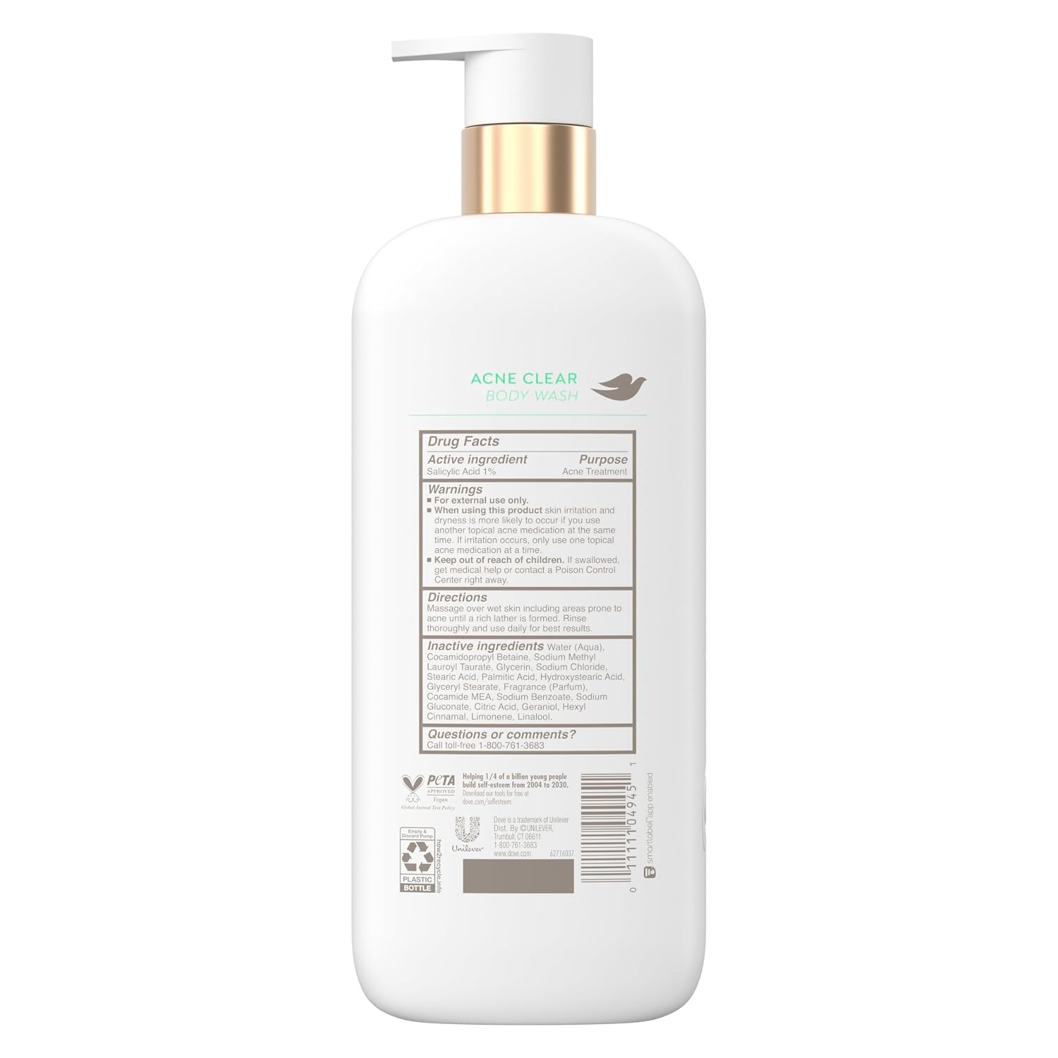 image:imageDove Serum Acne Clear Body Wash with 1 Salicylic Acid 185 oz185 Fl Oz Pack of 4