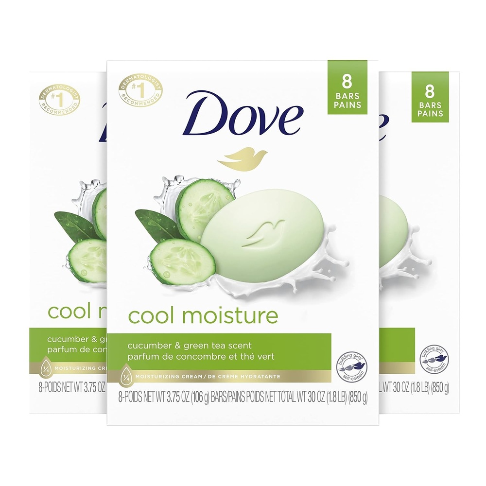 image:imageDove Beauty Bar Soap Cool Moisture Cucumber amp Green Tea Scent 6 Bars 375oz375 Ounce Pack of 24