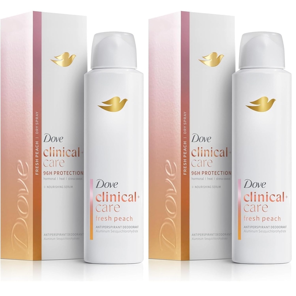 image:imageDove Clinical Care Fresh Peach Antiperspirant Dry Spray 38 oz38 Ounce Pack of 2