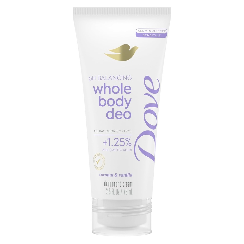 image:imageDove Whole Body Deo Aluminum Free pH Balancing Cream Deodorant Coconut amp Vanilla for 72h Odor Control 25 oz25 Fl Oz Pack of 1